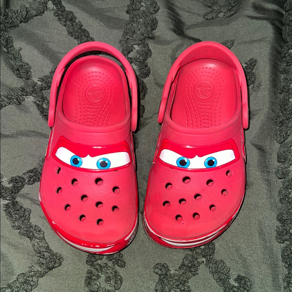 Kids Red Crocs with Cartoon Design
